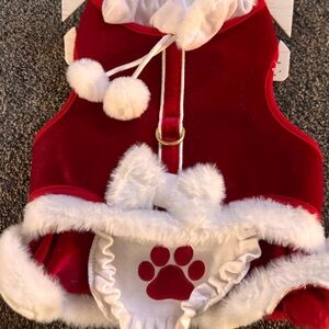 Holiday Red and White Dog Harness with Paw Print